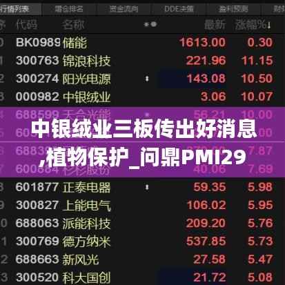 中银绒业三板传出好消息,植物保护_问鼎PMI293.03